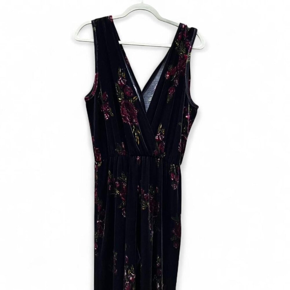 Xhilaration Floral Black Velvet Jumpsuit - Picture 4 of 7